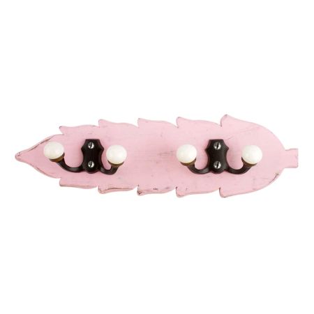 Pink Black Double Loop Ceramic Iron Wooden Hooks
